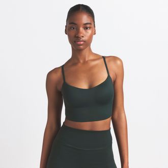Nike Womens SKIMS Matte Cami Longline Bra in Green | BRSPT5115-DKT