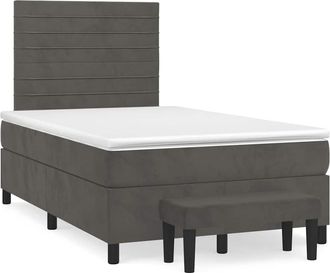 vidaXL Cama Box Spring Con Colch&oacute;n Terciopelo Gris Oscuro 120x190 Cm Vidaxl