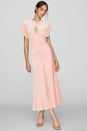 BHLDN Velvet Flutter-Sleeve Maxi Dress