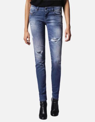 Diesel Womens DIESEL GRUPEE 0679C Womens Jeans Super Slim Fit - Blue - Size: 10/32in
