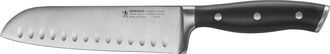 J.A. Henckels International Forged Accent Hollow Edge Santoku Knife - Black Handles
