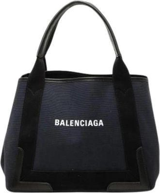 Balenciaga Pre-owned Canvas Tote Bag - Dames - Vintage Shopper - Blauw - ONE Size - Leer - Vintage