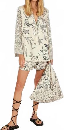 Me369 Mia String Tie Mermaid Collar Blouse In Multi