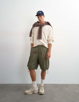 Topman pantaloncini cargo baggy kaki-Verde
