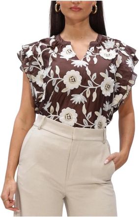Aaiko Yaella 3D TEN 518 - Dames - Blouses - Bruin - XL - Linnen - Overhemden