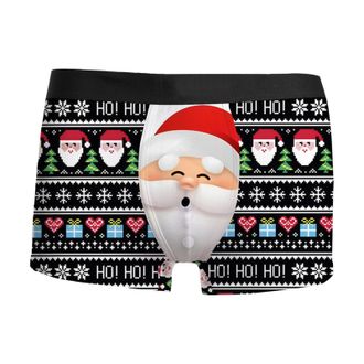Generic MenS Christmas Boxers Santa Funny Sexy Xmas Trunks Boxer Shorts MenS 3D Novelty Xmas Underpants Breathable Stretch Knickers Underwear Waist Low Rise H