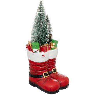 F&eacute;&eacute;ric Lights & Christmas Stivale babbo natale con albero in resina 54 cm - Feeric lights & christmas