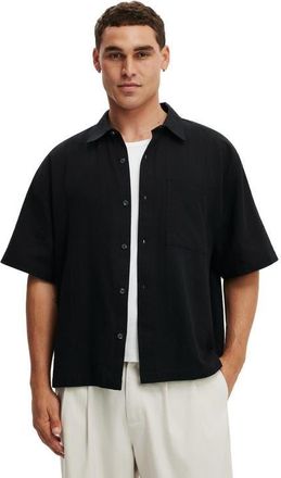 Cotton On Mens Boxy Fit Short Sleeve Shirt in Black at Nordstrom, Size Small