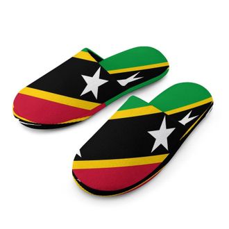 Generic Saint Kitts And Nevis Flag Mens Cozy Memory Foam Slippers Warm Cotton House Shoes Comfy Slipper for Indoor Outdoor