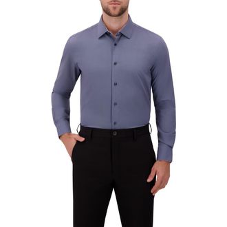 Report Collection Slim Fit 4-Way Stretch Button-Up Shirt in Navy at Nordstrom Rack, Size 16.5
