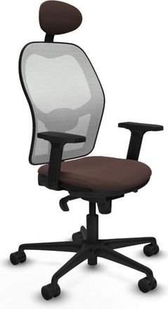 Piqueras y Crespo Piqueras Y Crespo - Jorquera Sincro Malla Blanca Similpiel Marr&oacute;n Oscuro Brazos 2d Base Nailon Cabecero Fijo Ruedas 65mm Nailon