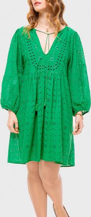 Elle Womens Jane Embroidery Anglaise Beach Dress in Green - Size X-Large
