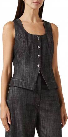 Matthew Bruch Womens Scoop Vest In Black Denim
