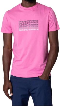 Emporio Armani Camiseta con logo desgastado - Tops - Hombre - Rosa - S