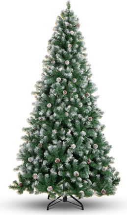 Best Choice Products Pre-Decorated Holiday Christmas Pine Tree w/ Branch Tips, Partially Flocked, Metal Base