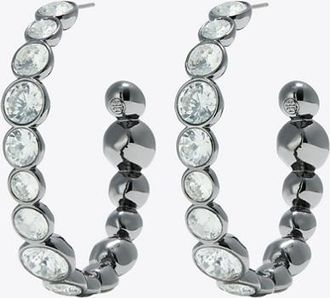 Tory Burch Womens Crystal Hoop Earring, One Size