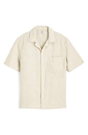 Madewell Linen Camp Shirt in Bleached at Nordstrom, Size Xx-Large