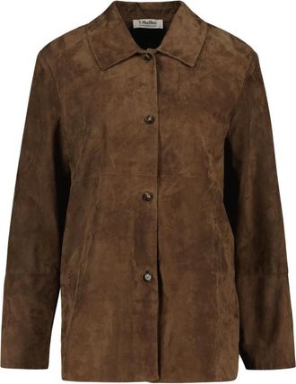 Max Mara Jassen, Dames, Bruin, 3Xs, Leer, Leren Jas