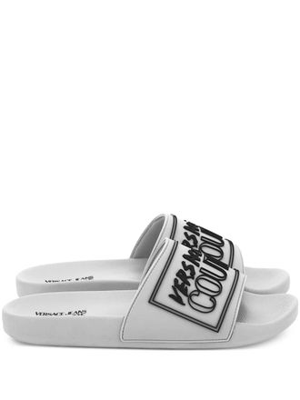 Versace Jeans Couture Sandali slides con logo - Bianco