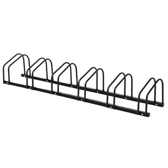OEM Aparcamiento Para 6 Bicicletas Soporte De Acero Para Aparcar Bicicletas En El Suelo O Pared 179x33x27 Cm Negro