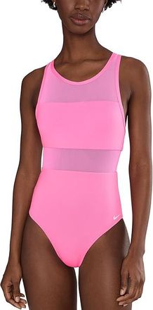 Nike Mesh V - Back One Piece Womens Swimsuits One Piece Pink Glow : XS, Polyester/Spandex