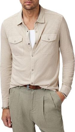 John Varvatos Arvon Western Shirt K5061S25 Mens Clothing Almond : 2XL, Cotton