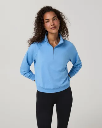 Vuori Clothing Halo Half Zip Jacket | Oasis Blue Heather | XS, Size Extra Small