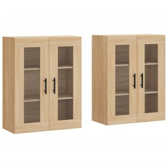Berkfield Home Wall Mounted Cabinets 2 pcs Sonoma Oak Engineered Wood in Light Tan