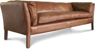 PIB Sof&aacute; de 3 plazas de cuero marr&oacute;n