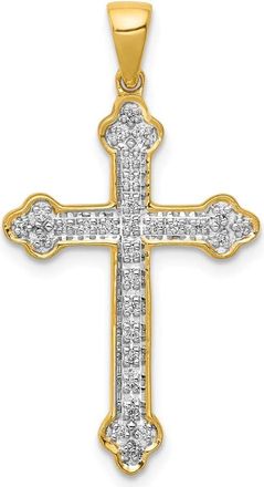 Diamond2Deal 14k Yellow Gold 1/10 carat Diamond Cross Pendant
