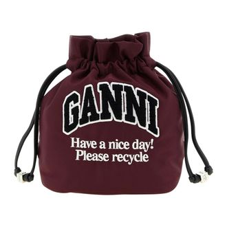 Ganni Printed Nylon Pouch - female - Ganni - Bucket Bags - Red - ONE SIZE - Bags