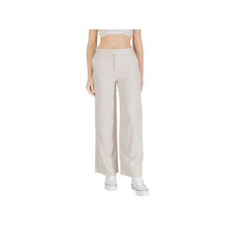 Only Pantaloni a gamba larga in misto lino - - Trousers - Donna - Beige - L