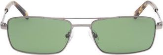 Abercrombie & Fitch 57mm Square Sunglasses in Shiny Dark Nickeltin /Green at Nordstrom