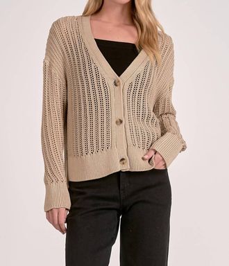 Elan Harper Sweater Cardigan In Beige