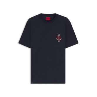 HUGO BOSS Cotton-jersey T-shirt with sailing artwork