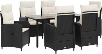 vidaXL Conjunto De Comedor De Jard&iacute;n 7 Uds. Negro Y Blanco Crema Vidaxl