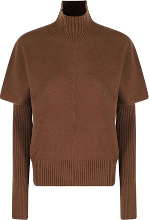 Federica Tosi Maglia M/M Collo Alto con Manicotti - Dames - Coltruien - Bruin - S - Wol - Truien & Vesten