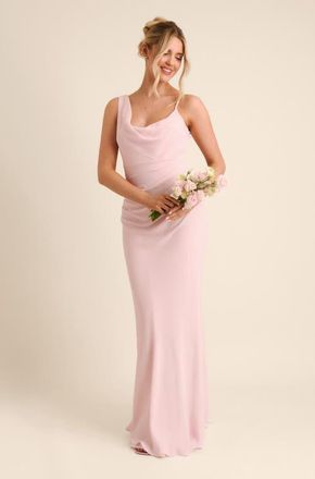 Six Stories Cowl Front Chiffon Bridesmaid Dress in Ballet Pink at Nordstrom, Size 12