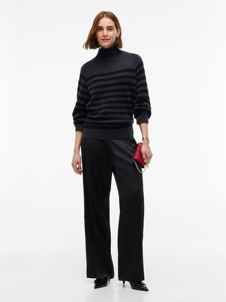 Tommy Hilfiger Womens Stretch Satin Pull-On Wide-Leg Pant - Black - XL