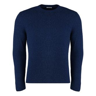 Malo Round-neck Knitwear, male, Blue, S, Ribbed knit camel Jumper