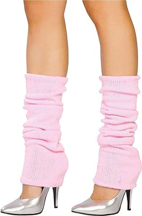 Generic Shaposh Fashion Women Fancy Stylish Acrylic Leg Warmers Plain 80s Party Neon Ballet Dance Ice Skating Accessories (Baby Pink)