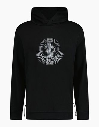 Moncler Mens Moncler Logo Print Hoodie Black - Size: 42