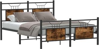 vidaXL Bed Frame without Mattress Smoked Oak 137x190 cm Engineered Wood vidaXL