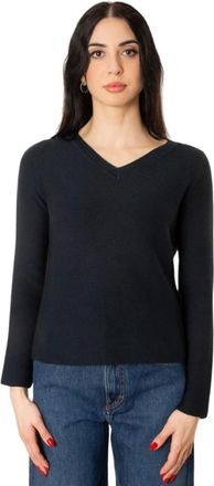 Max Mara Maglia in cotone - Dames - V-hals truien - Blauw - XL - Katoen - Truien & Vesten