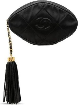 Chanel Pre-owned Quilted Satin Clutch - unisex - Vintage Clutch - Zwart - ONE Size - Leer - Vintage