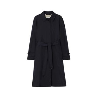 Burberry Dames, Mantels, Blauw, Maat: XS Leer