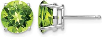 Diamond2Deal 14k White Gold 8mm Peridot Earrings