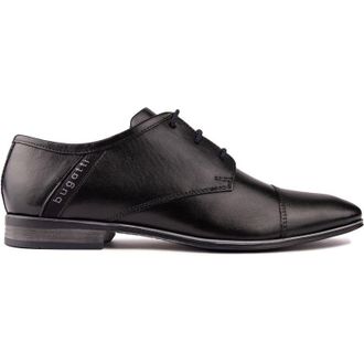 Bugatti Mens Toe Cap Gibson Shoes - Black Leather - Size UK 12