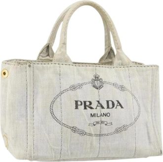 Prada Pre-owned Handbags, female, Gray, Size: ONE SIZE Pre-owned Vintage Canvas Handbag