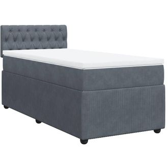 vidaXL Cama Box Spring Con Colch&oacute;n Terciopelo Gris Oscuro 100x200 Cm Vidaxl